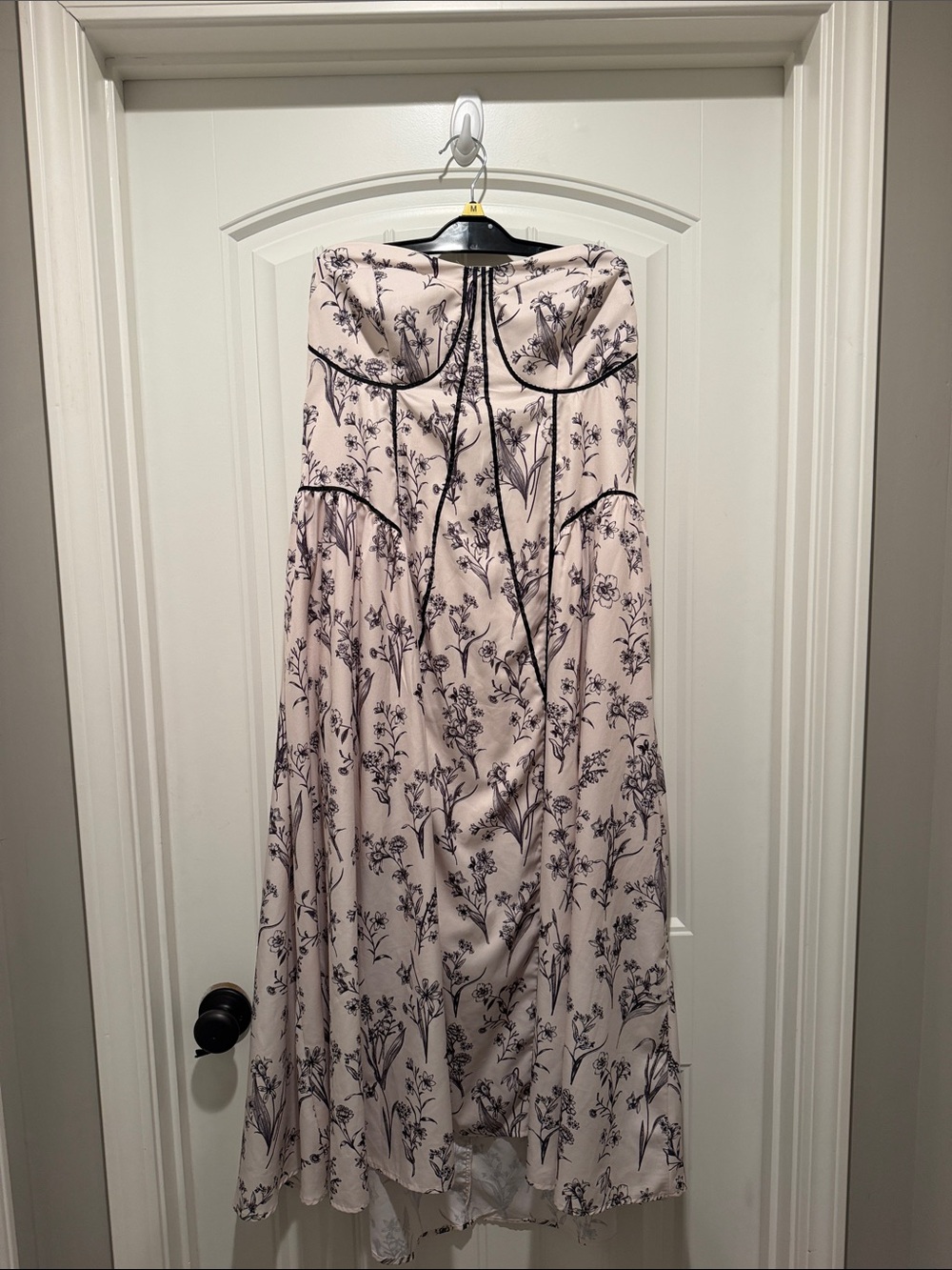 SHEIN Pink Floral Maxi Skirt with Black Trim